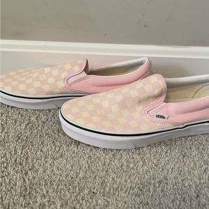 Pink and white checkered vans